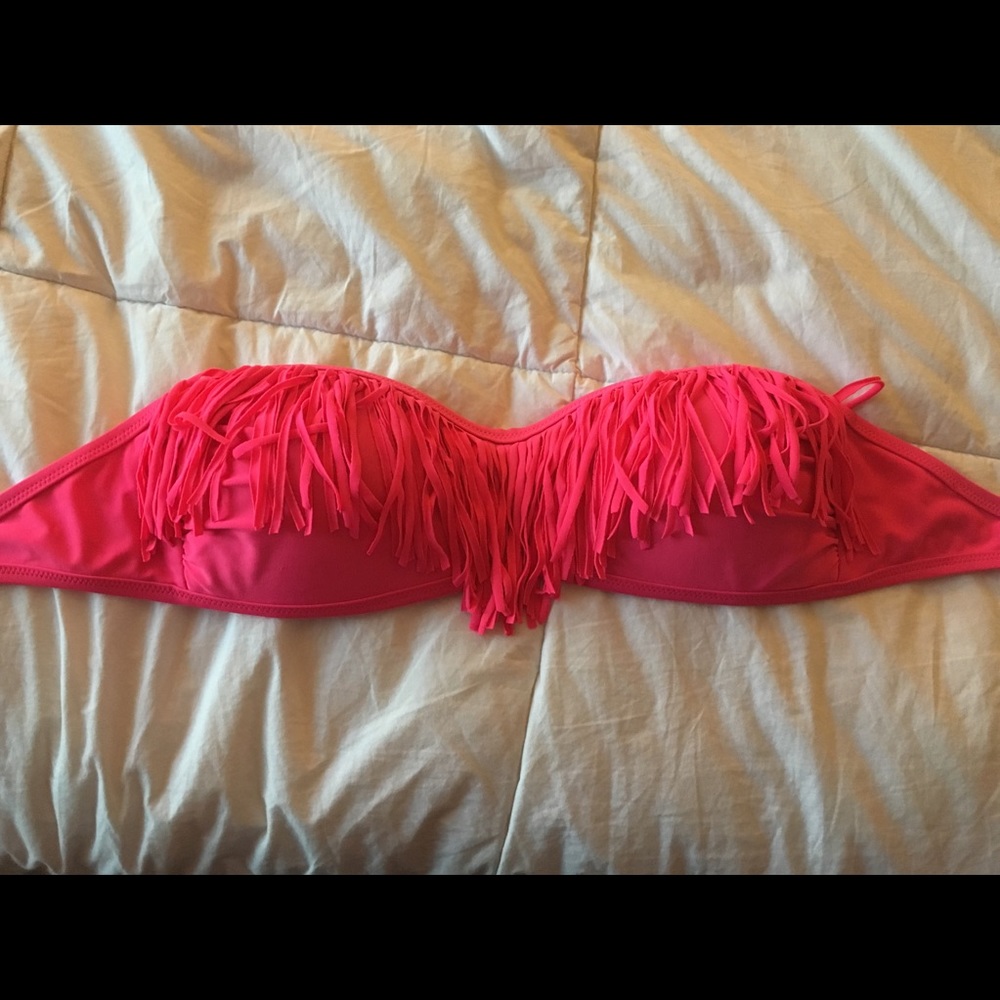 Jessica Simpson hot pink fringe bikini top
